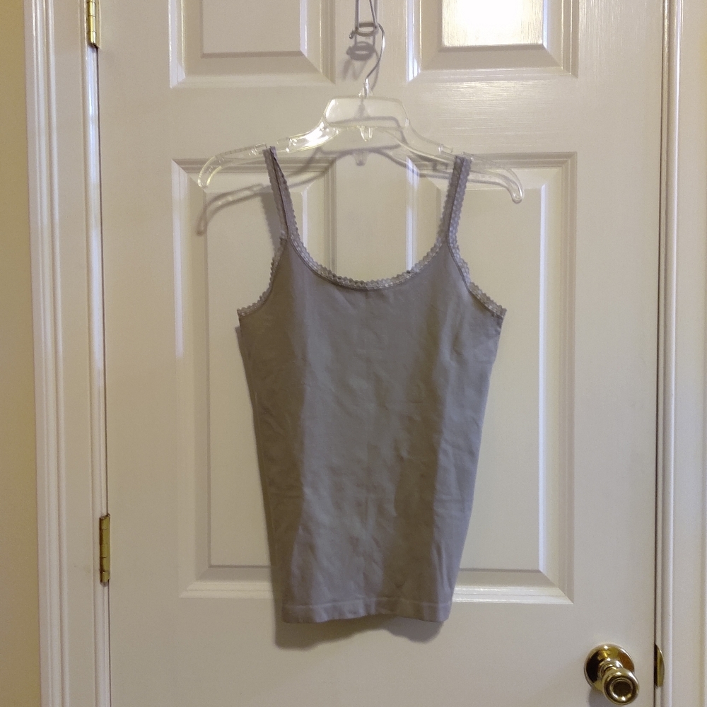 NEW  Lebody Women's Taupe Laced Tank  Top  Straps Size L